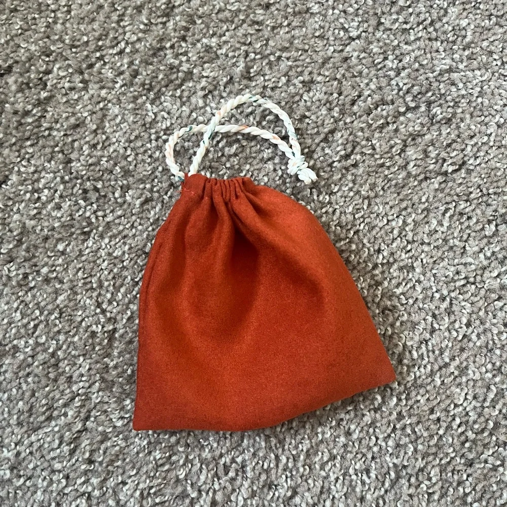 Anthropologie Orange Drawstring Pouch